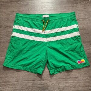Five Four Swim Trunks Mens 36 Green Shorts Mesh Lined Elastic Drawstring Beach